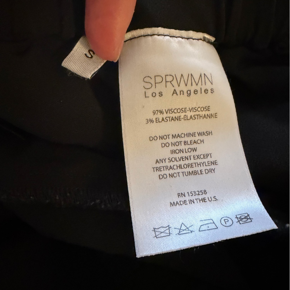 SPRWMN Black Crepe Easy Pants Pull On Elastic Small - Picture 5 of 6